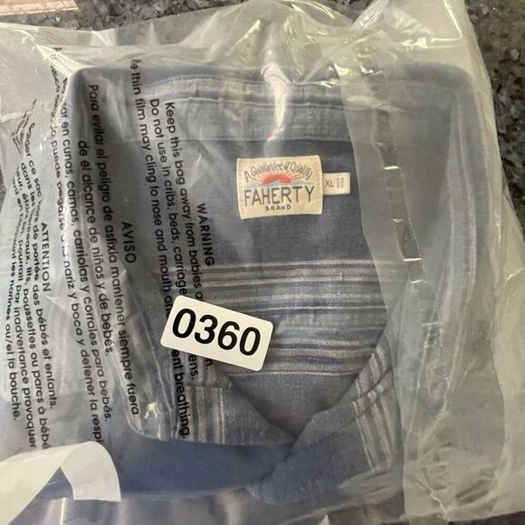 Faherty Brand Men’s XL Short Sleeve Button-Down Hemp Blend Blue Striped Shirt - Picture 8 of 8